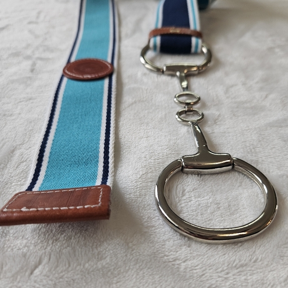 Lilo Espana Leather and Woven Fabric Belt Equestrian Silver tone Hardware - Picture 4 of 7